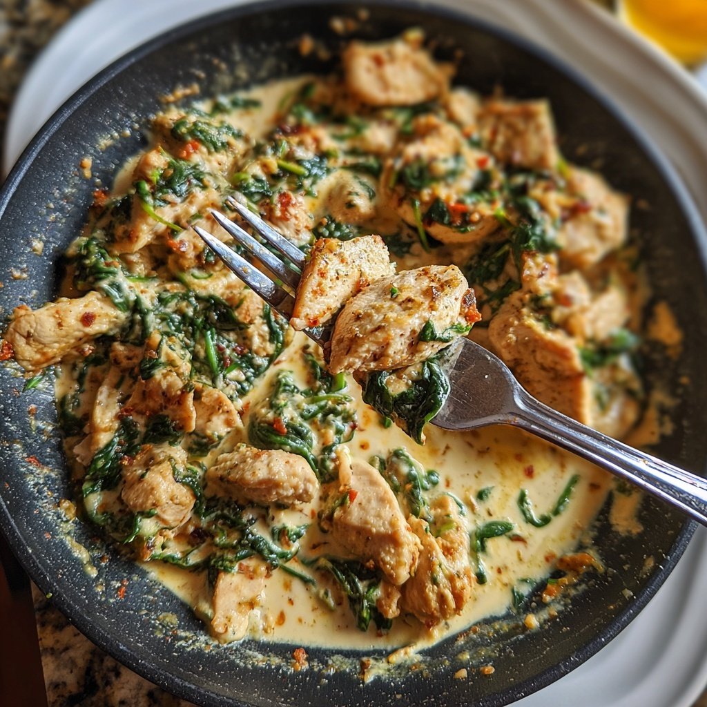 Creamy Lemon Chicken And Spinach Skillet