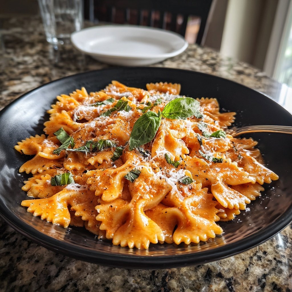 Bow Tie Pasta With Creamy Tomato Sauce