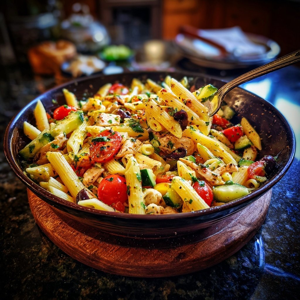Mediterranean Chicken Pasta Salad