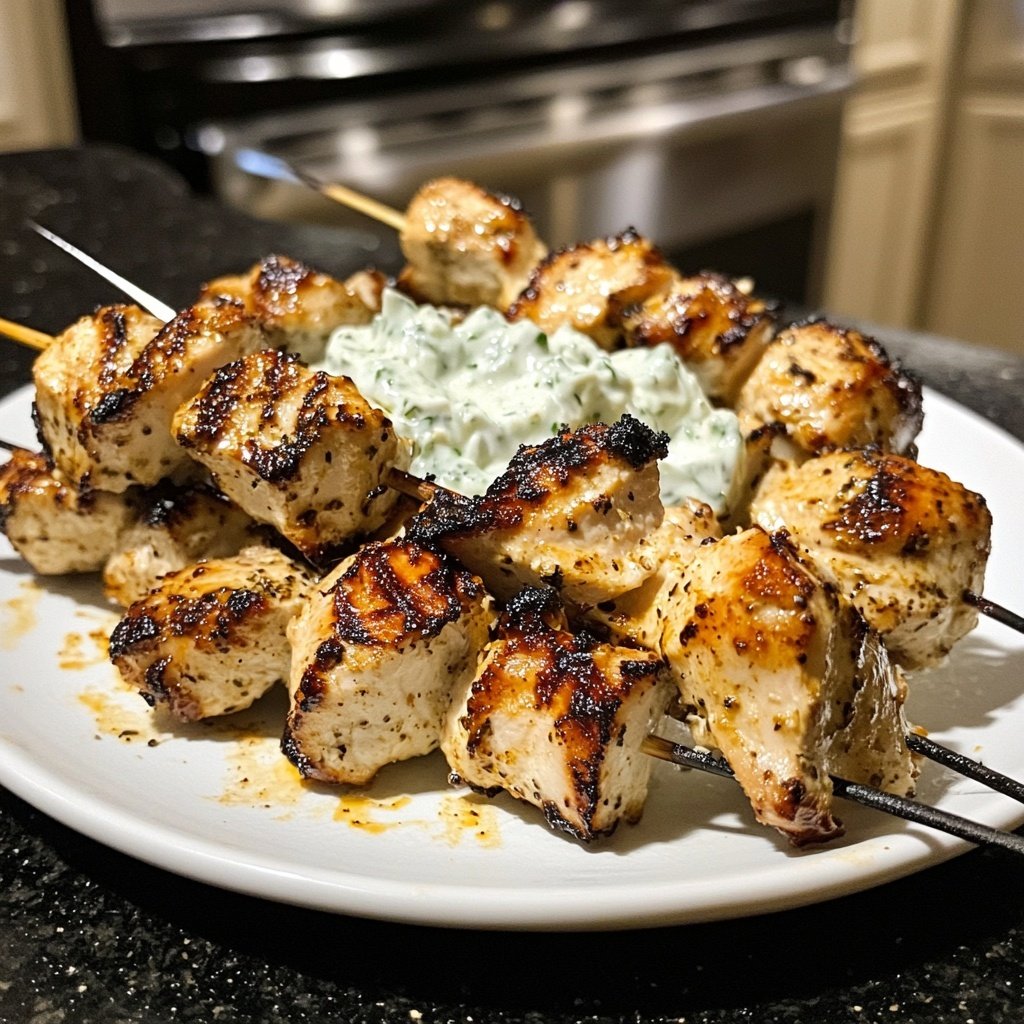 Greek Chicken Souvlaki with Tzatziki Sauce
