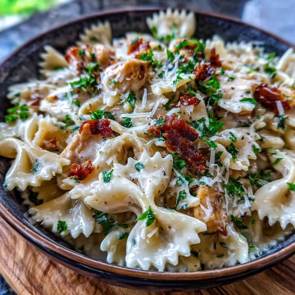Bow Tie Pasta With Chicken Alfredo