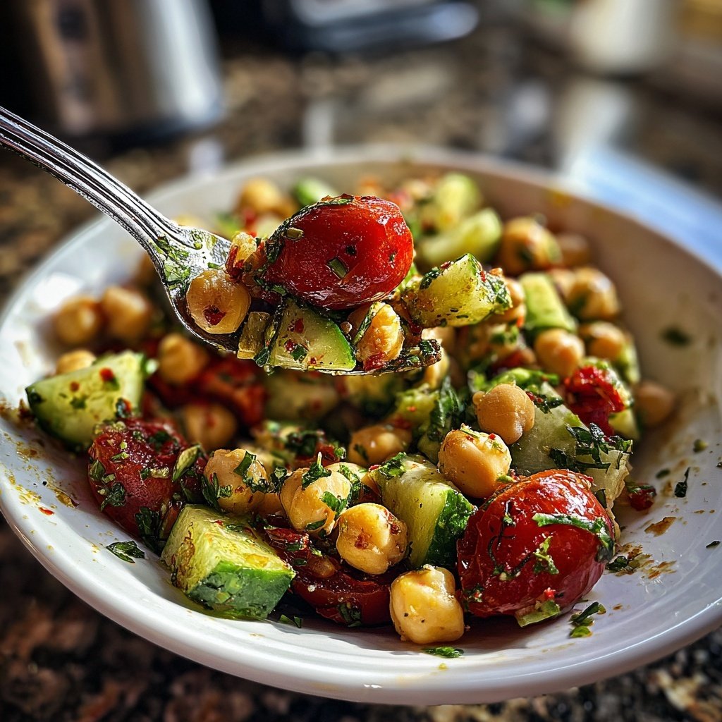Mediterranean Chickpea Salad With Cucumber